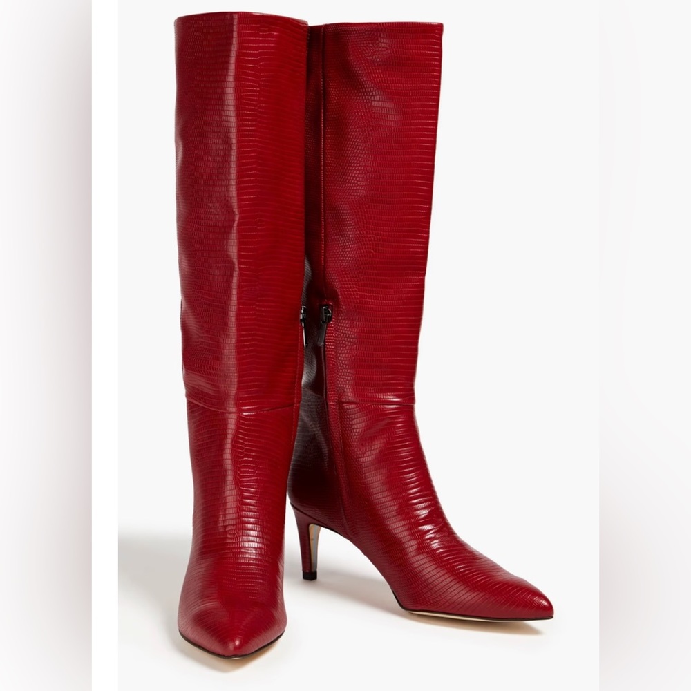 Sam Edelman red leather boots (faux lizard appearance) -NEW, 7.5